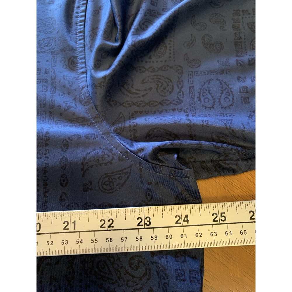 Peter Millar Summer Comfort Men's Polo L Short Sleeve Dark Blue Paisley - Picture 15 of 16